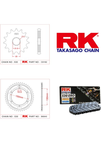 Yamaha Yzf 600 R Thundercat Rk Zincir Dişli Set 530 Ero O-Ring 15/47T(1996-2003)