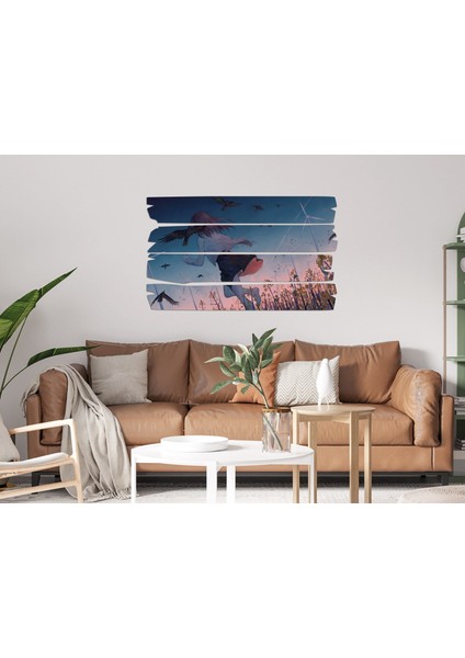 Anime Kız Rüzgar Türbini Kuşlar Mdf Tablo 0033 (Model E) modelleri