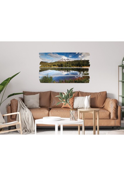 Göl Orman Dağ Manzarası Mdf Tablo 3178 (Model E)