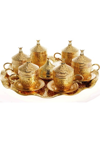 Osmanlı Şehzade Nescafe Fincan Seti 6 Kişilik Sarı