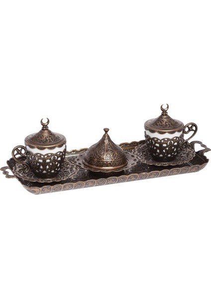 Osmanlı Hürrem Nescafe Fincan Seti 2 Kişilik Antik Bakır