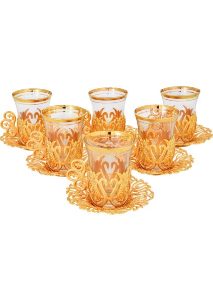 Osmanlı Motifli Sultan Çay Sunum Seti - Sarı