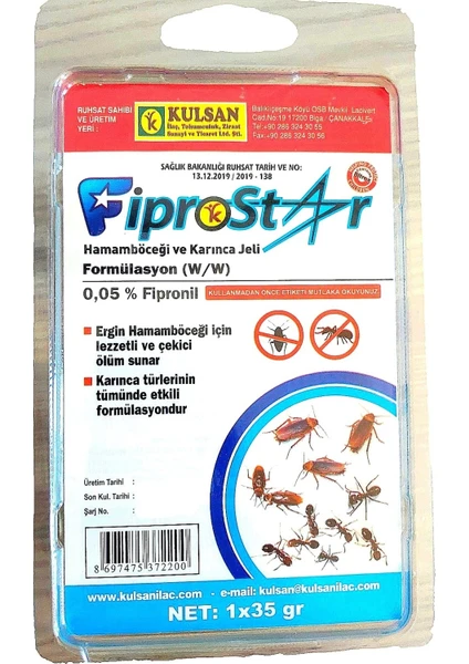 Fiprostar Hamamböceği ve Karınca Jeli 35 gr Böcek Ilacı