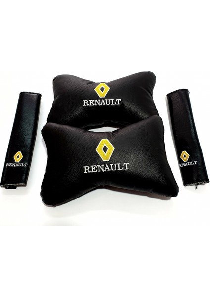 Renault Logolu Boyun Yastığı ve Emniyet Kemer Kılıfı Sarı Siyah