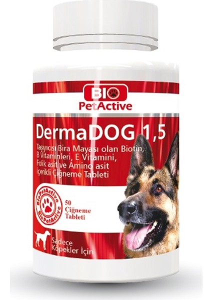 Bio Pet Active Pet Active Dermadog Sarımsaklı Bira Mayası Çiğneme Tableti 50 Adet