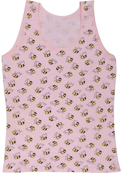 Kalın Askılı Arı Baskılı Kız Çocuk Atlet 3412 | Pembe