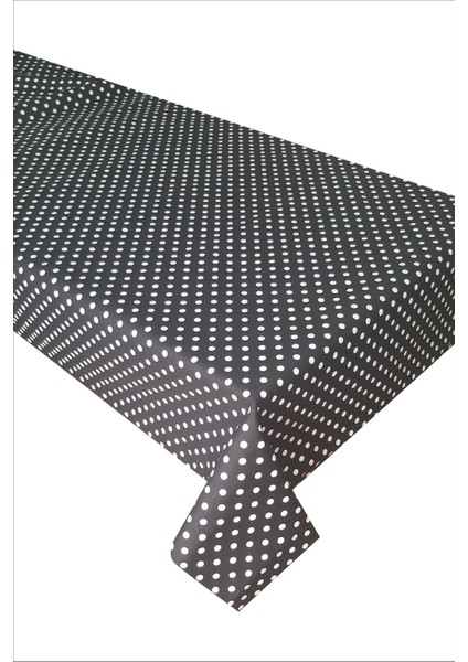 Siyah Puantiyeli Dertsiz Leke Tutmaz Duck Kumaş Mutfak Masa Örtüsü