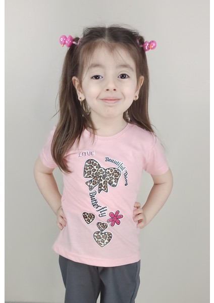 Kız Çocuk Pamuklu Pembe T-Shirt