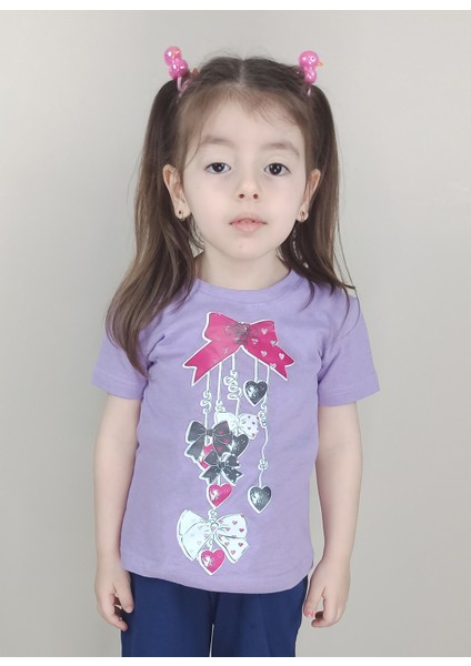 Kız Çocuk Pamuklu Lila T-Shirt
