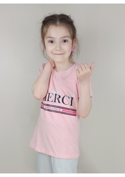 Kız Garson Pamuklu Pembe T-Shirt
