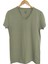 Basic Çağla Yeşil V Yaka Unisex Slim Fit T-Shirt 2