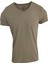 Basic Açık Haki V Yaka Unisex Slim Fit T-Shirt 1