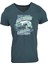 Petrol Mavi V Yaka Unisex Slim Fit Dijital Baskılı T-Shirt 1