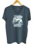 Petrol Mavi V Yaka Unisex Slim Fit Dijital Baskılı T-Shirt 2