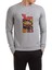Beatles Yellow Submarıne Baskılı Gri Erkek Örme Sweatshirt Uzun Kol 1