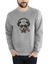 Panda Baskılı Gri Erkek Örme Sweatshirt Uzun Kol 1