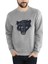 Now Panic Baskılı Gri Erkek Örme Sweatshirt Uzun Kol 1