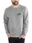 Yeşil Vosvos Tosbağa Göğüs Baskılı Gri Erkek Örme Sweatshirt Uzun Kol 1