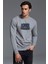 Pubg Logo Tas Alev Baskılı Gri Erkek Örme Sweatshirt Uzun Kol 1