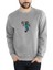 Minecraft Steve Baskılı Gri Erkek Örme Sweatshirt Uzun Kol 1