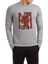 La Case De Papel El Amor Baskılı Gri Erkek Örme Sweatshirt Uzun Kol 1