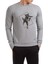 Roket Rakun Baskılı Gri Erkek Örme Sweatshirt Uzun Kol 1