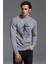 Carter Basketbol Spor Baskılı Gri Erkek Örme Sweatshirt Uzun Kol 1