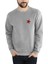 Kızıl Yıldız Baskılı Gri Erkek Örme Sweatshirt Uzun Kol 1