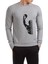 Muhammed Ali Yumruk Baskılı Gri Erkek Örme Sweatshirt Uzun Kol 1