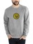 Smile Trollface Internet Troll Gülümseme Yüz Baskılı Gri Erkek Örme Sweatshirt Uzun Kol 1