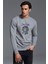 Jımı Hendrıx 1 Baskılı Gri Erkek Örme Sweatshirt Uzun Kol 1