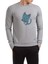 Tail Happy Happy Fairy Tail Baskılı Gri Erkek Örme Sweatshirt Uzun Kol 1