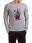 Owl Rose Trash Polka Saat Kuşlar Baskılı Gri Erkek Örme Sweatshirt Uzun Kol 1