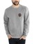 3D Gözlük 3 Boyutlu Gözlük Göğüs Baskılı Gri Erkek Örme Sweatshirt Uzun Kol 1