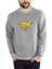 Owl Kuş 2 Baskılı Gri Erkek Örme Sweatshirt Uzun Kol 1