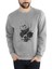 Ghost Rider Motorsikletci Rider Skull Kurukafa Baskılı Gri Erkek Örme Sweatshirt Uzun Kol 1