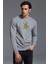 Pokemon Pikachu Baskılı Gri Erkek Örme Sweatshirt Uzun Kol 1