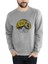 Kulaklık ve Hip Hop Şapkalı Sevimli Baskılı Gri Erkek Örme Sweatshirt Uzun Kol 1