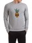 Ananas Kafatası Illüstrasyon Ananas Insan Kafatası Baskılı Gri Erkek Örme Sweatshirt Uzun Kol 1