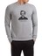 Edgar Allan Poe Baskılı Gri Erkek Örme Sweatshirt Uzun Kol 1