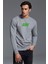Ellie Logo Baskılı Gri Erkek Örme Sweatshirt Uzun Kol 1