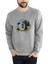 Panda Baskılı Gri Erkek Örme Sweatshirt Uzun Kol 1