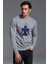 Death Note Baskılı Gri Erkek Örme Sweatshirt Uzun Kol 1