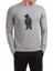 Bear Ayı Baskılı Gri Erkek Örme Sweatshirt Uzun Kol 1