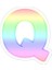Q Harfi Alfabe Neon Pastel Gökkuşağı Illüstrasyon Sticker Araba Oto Arma Duvar Sticker 1