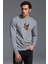 The Hunter Baskılı Gri Erkek Örme Sweatshirt Uzun Kol 1