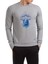 Bowling Topu Baskılı Gri Erkek Örme Sweatshirt Uzun Kol 1