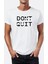 Don't Quit Slogan Baskılı Bisiklet Yaka Erkek Tişört 1