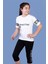 Toontoy Kız Çocuk Şerit Detaylı Renkli Baskılı Taytlı Takım 1