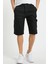 Erkek Siyah Kargo Kapri Slim Fit Cepli Şort 1